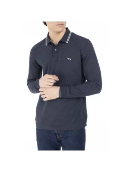 Koszulka polo Harmont & Blaine z długim rękawem niebieska