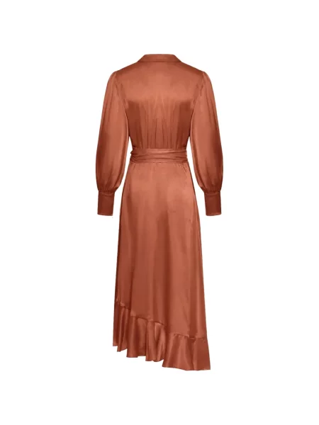 Rochie midi Zimmermann de mătase cu volane plic portocaliu