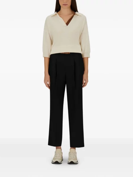 Pantaloni de piele Herno din piele cu bretele negru
