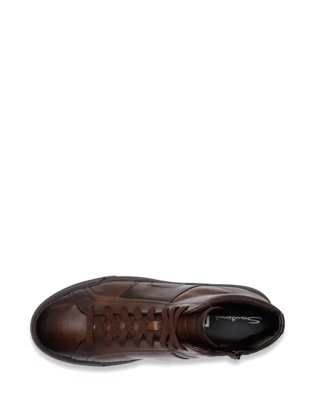 Sneakerși Santoni din piele cu cataramă maro