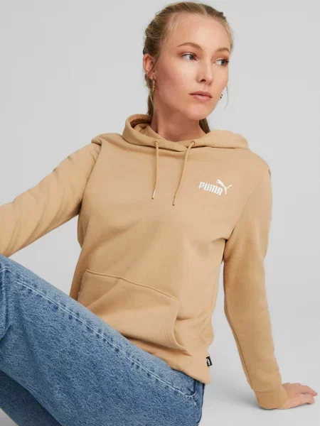 Суичър с качулка Puma с апликация бежово