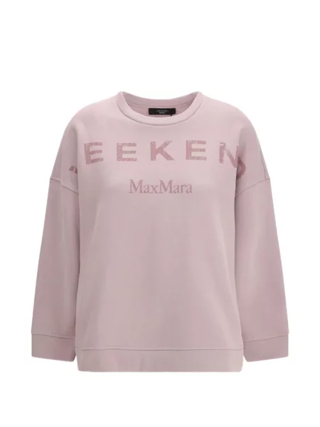 Voiaj hanorac crewneck Weekend Max Mara cu imagine cu decolteu rotund roz