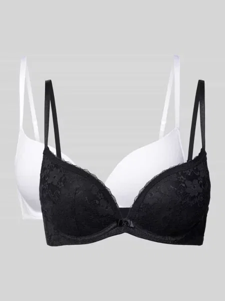 Biustonosz z obszyciem z koronki w zestawie 2 szt. model ‘SONIA’ Dorina czarny