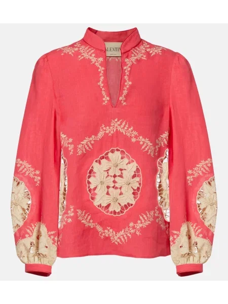Cămașă Valentino cu broderie de in roz
