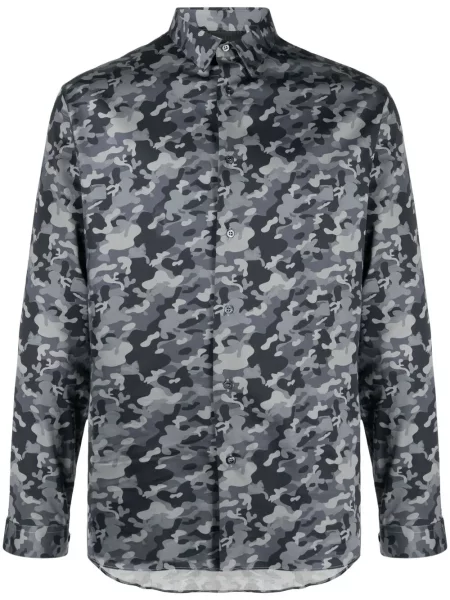 Cămașă Philipp Plein cu model camuflaj gri