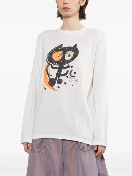 Lung tricou Tsumori Chisato cu imagine alb