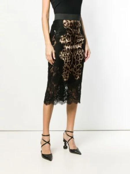 Leopardí pouzdro pouzdrová sukně Dolce & Gabbana s potiskem hnědé
