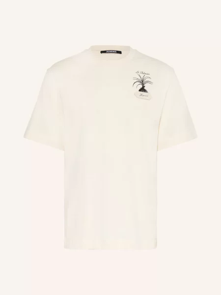 Jacquemus Tričko Le Tshirt Palmier krémová / tmavě hnědá