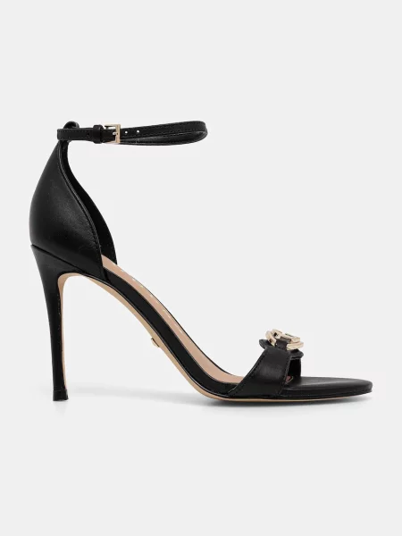 Шкіряні сандалі Guess KABRINA FLTKAB чорний