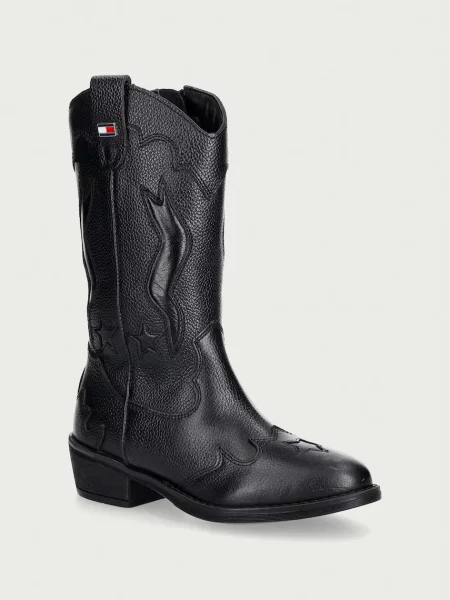 Tommy Hilfiger cizme cowboy pentru copii din piele negru