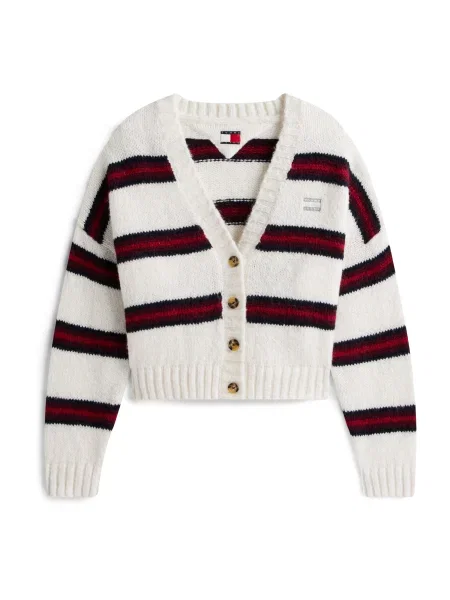 Tommy Jeans Cardigan Badge Écru alb