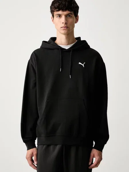Puma hanorac cu glugă pentru bărbați cu Essentials Elevated negru