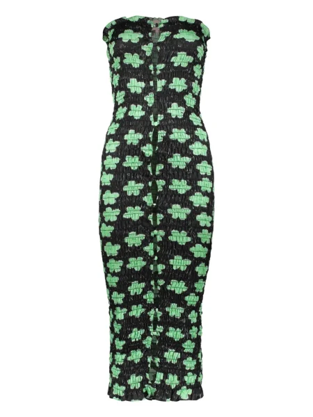 Rochie midi Amy Crookes cu model floral cu imagine până la genunchi negru