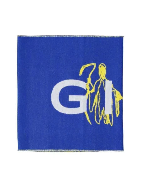 Szal Givenchy wełniana z logo niebieska