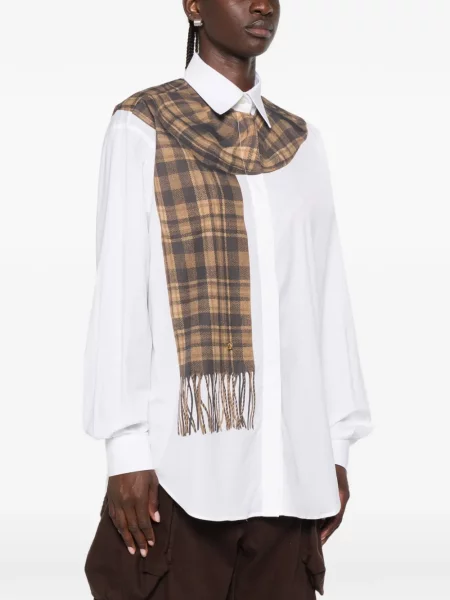 Cămașă Moschino în carouri cu imagine alb