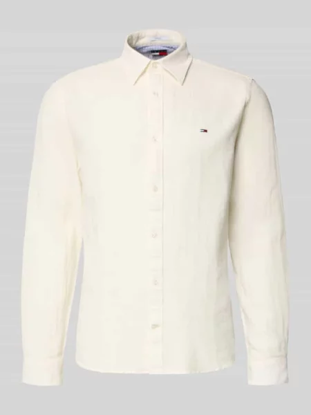 Koszula casualowa o kroju regular fit z mieszanki lnu i bawełny Tommy Jeans beżowa