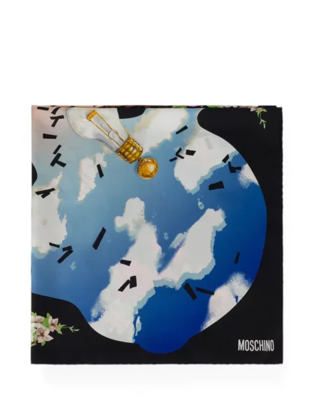 Fular Moschino de mătase cu imagine negru
