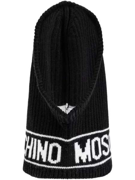 Căciulă Moschino tricotate cu autograf negru