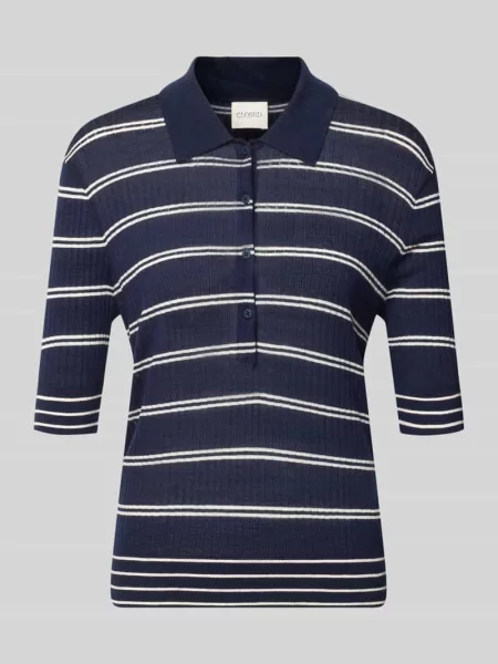 Koszulka polo o kroju slim fit z czystej wełny Closed granatowa