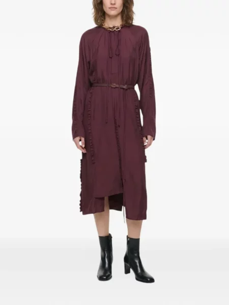 Rochie midi Plan C cu volane roșu