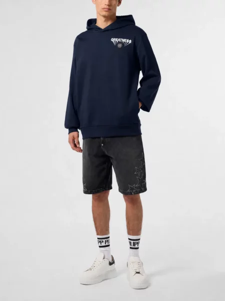 Fleece hoodie Philipp Plein μπλε