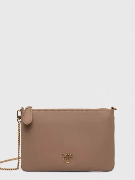 Pinko torebka skórzana brązowy beżowa