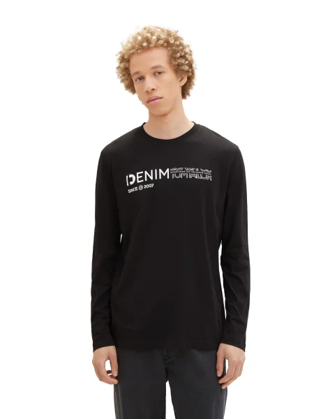 TOM TAILOR DENIM Tricou negru / alb