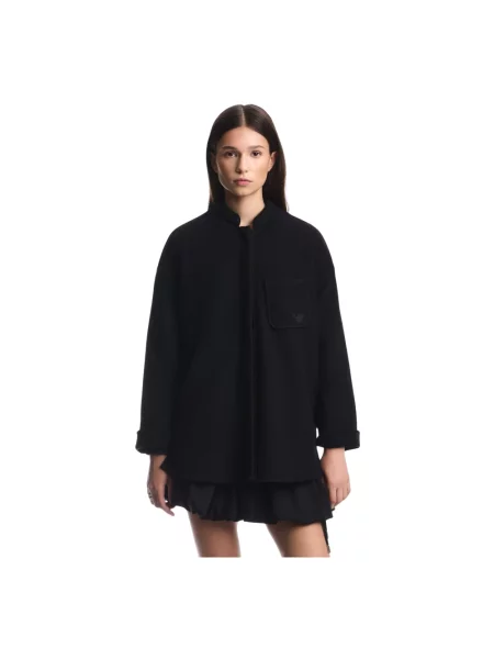 Kurtka koszulowa Emporio Armani wełniana czarna