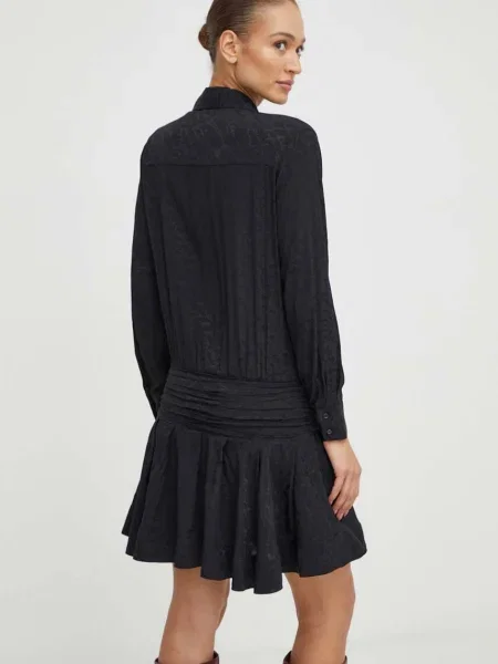 Šaty s příměsí hedvábí Pinko mini oversize černá