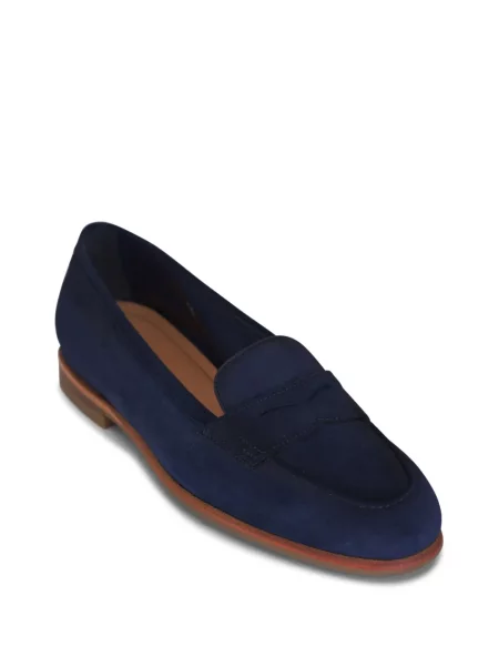 Pantofi loafer Santoni din piele de căprioară albastru