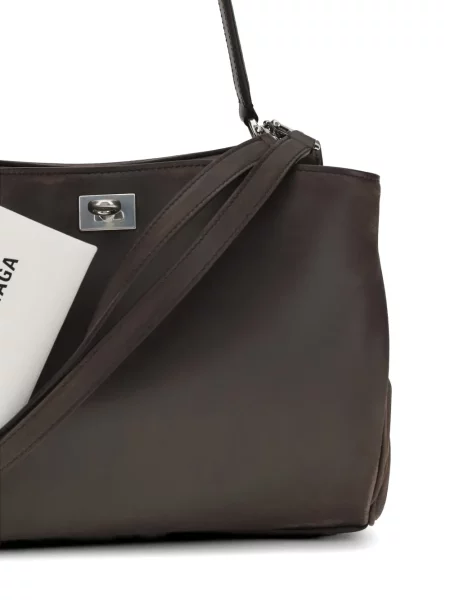 Kožená kabelka Balenciaga hnědá