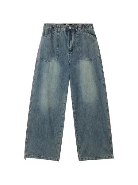 Mini blugi Mini Cream cu picior lat mini albastru