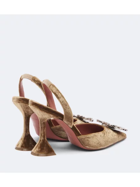 Pantofi cu toc Amina Muaddi de catifea slingback