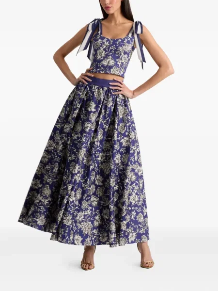 Gėlėtas raštuotas palaidinė be rankovių Alice + Olivia mėlyna