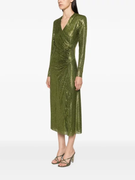Rochie midi Self-portrait cu volane verde