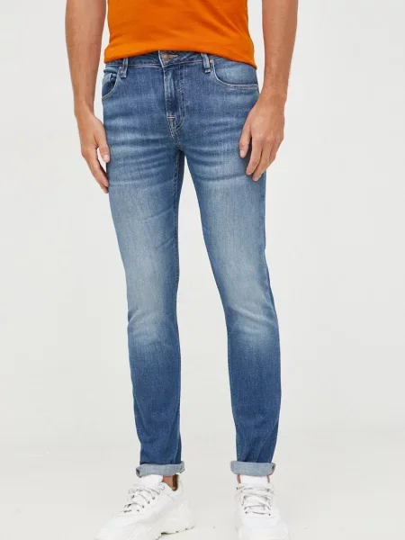 Skinny jeansy skinny Guess niebieskie