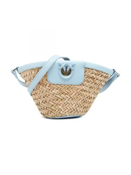 Pinko Geantă de plajă cu adaos de piele albastru