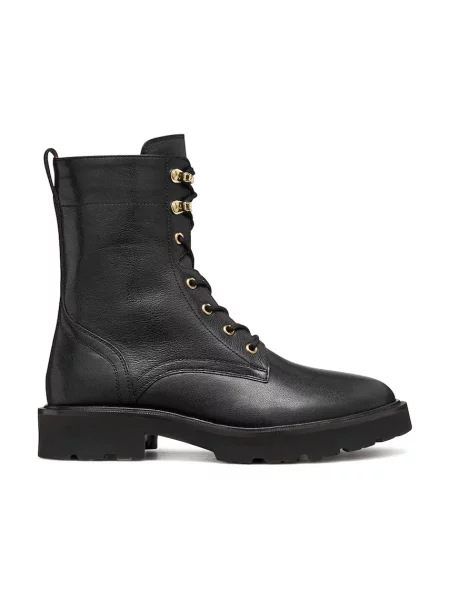 Geox cizme de piele D NORIZE cu plat negru