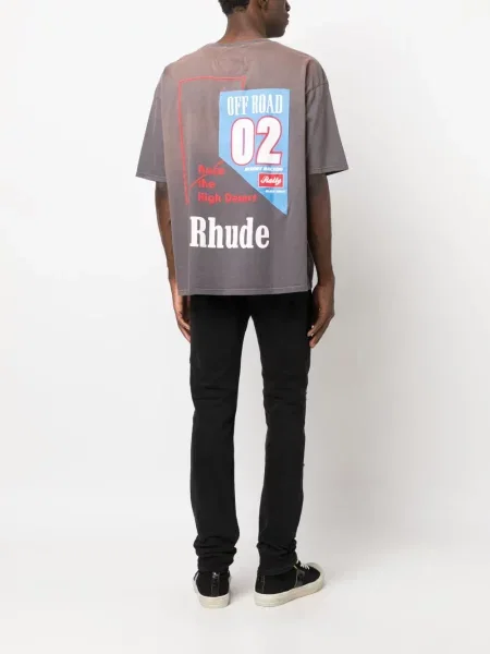 Tričko Rhude s potiskem šedé