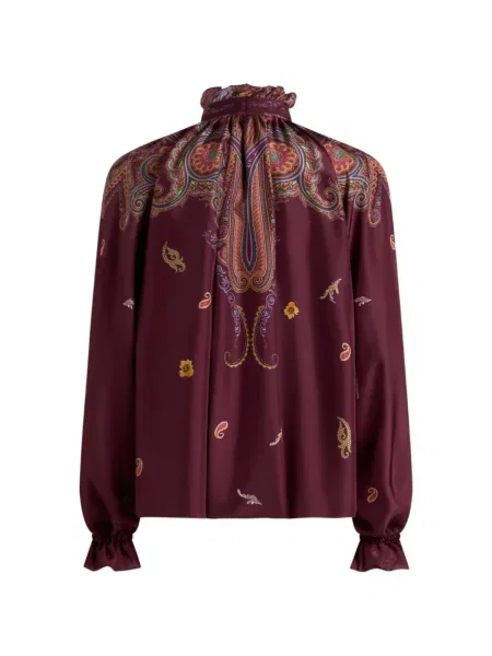 Bluză Etro de mătase cu model floral cu imagine roșu