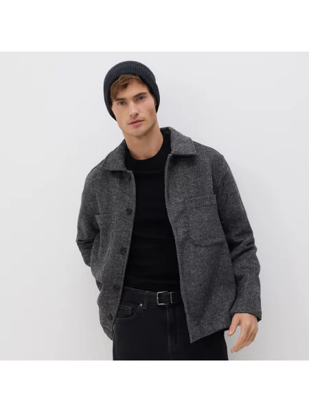 Reserved Komfortní košile s příměsí vlny tmavě šedá