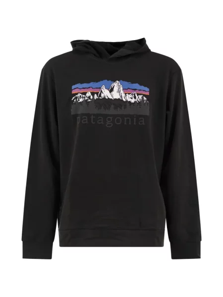 Hanorac cu glugă Patagonia cu imagine negru