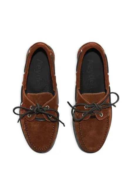 Pantofi loafer Aeyde cu șireturi din piele de căprioară maro