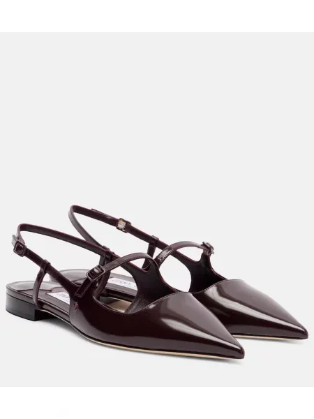 Balerini Jimmy Choo din piele de lac slingback bordo