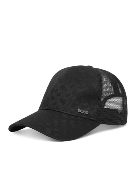 Czapka z daszkiem z wstawkami z siateczki Boss czarna
