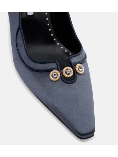 Pantofi cu toc Manolo Blahnik din satin albastru