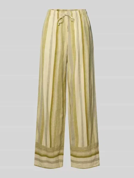 Spodnie z mieszanki lnu i z elastycznym pasem model POLLY' Topshop zielone