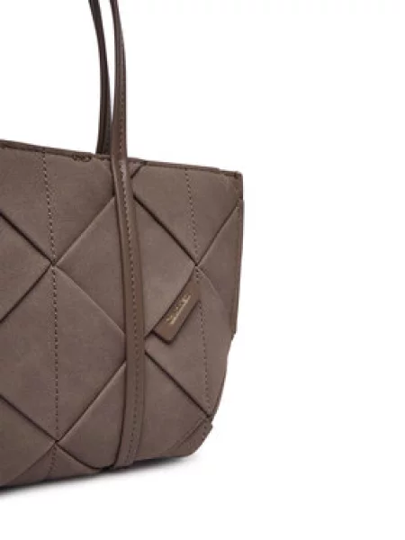 Torbica Calvin Klein Woven Sueded Mini Tote Crossbody smeđa