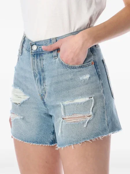 Udo szerokie szorty jeansowe Levi's z przetarciami niebieskie