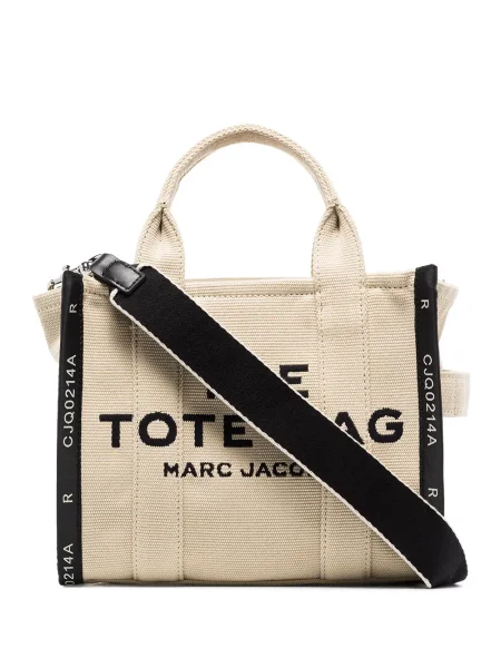 Geantă shopper Marc Jacobs din jacard bej